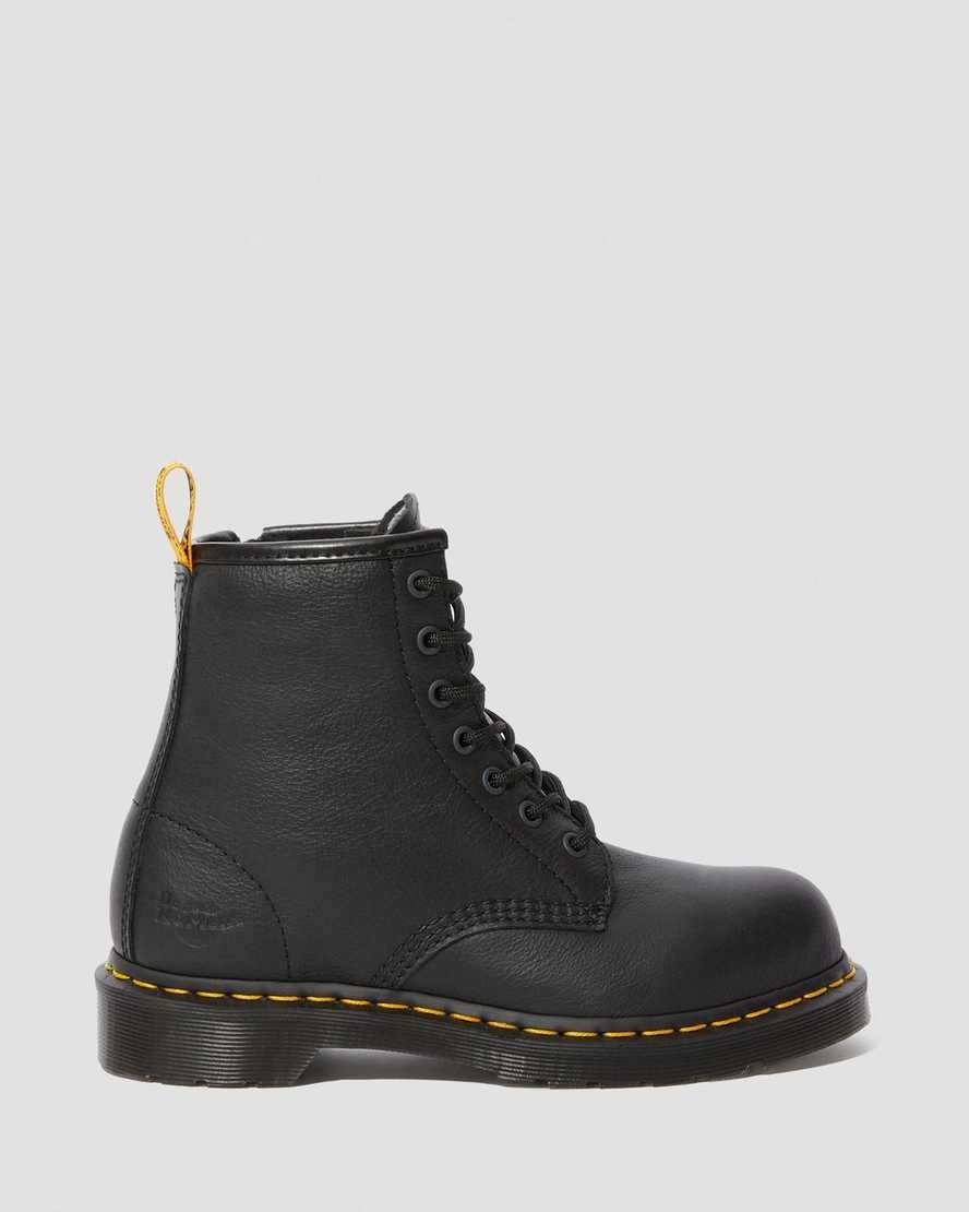 Dr Martens Maple Zip Newark Steel Toe Work Women's Lace Up Boots Black Newark | ZOEBKW069