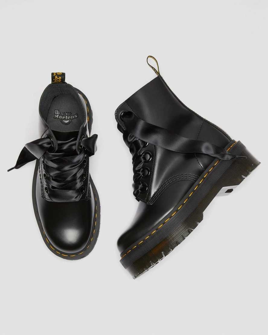 Dr Martens Molly Leather Women's Lace Up Boots Black Buttero Leather | AWMHPG854