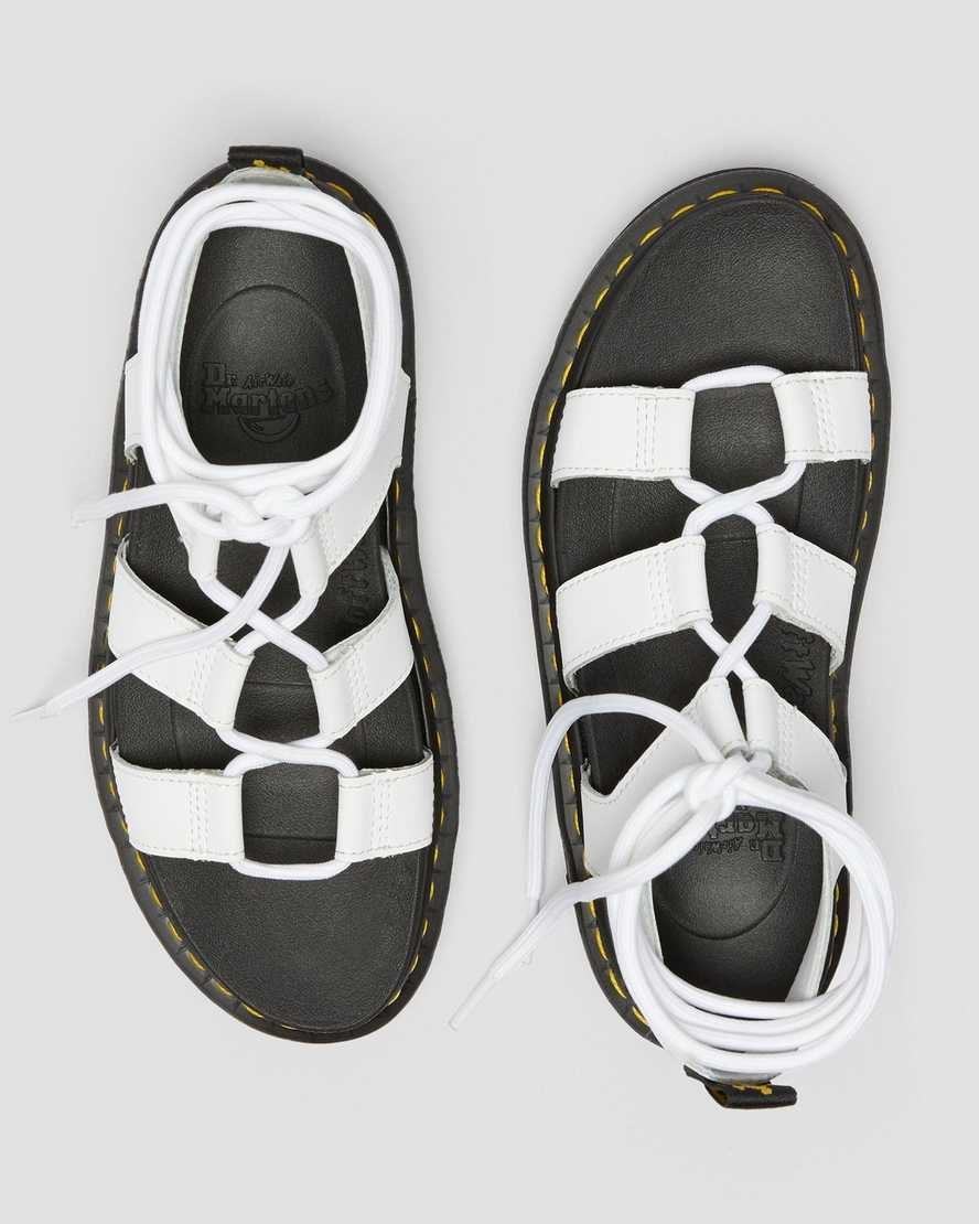 Dr Martens Nartilla Leather Women's Gladiator Sandals White Hydro Leather | LOMFNV085