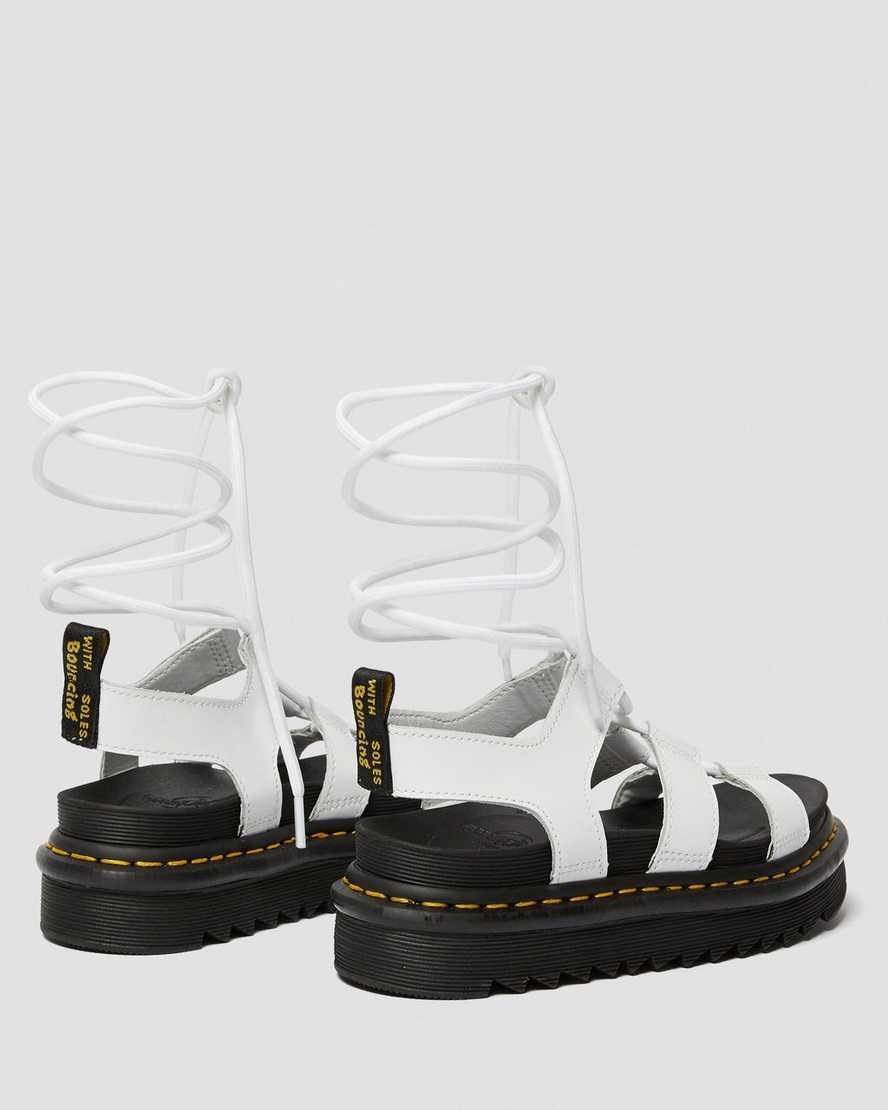 Dr Martens Nartilla Leather Women's Gladiator Sandals White Hydro Leather | LOMFNV085