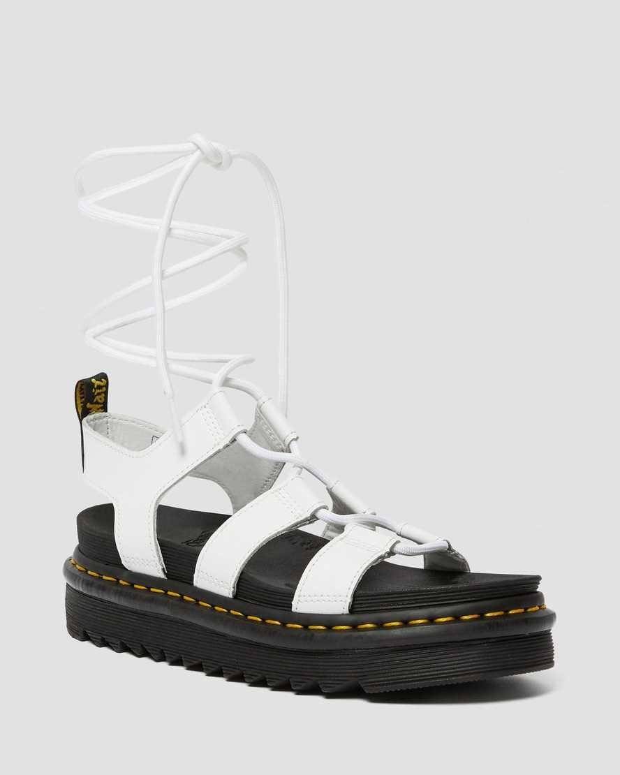 Dr Martens Nartilla Leather Women\'s Gladiator Sandals White Hydro Leather | LOMFNV085