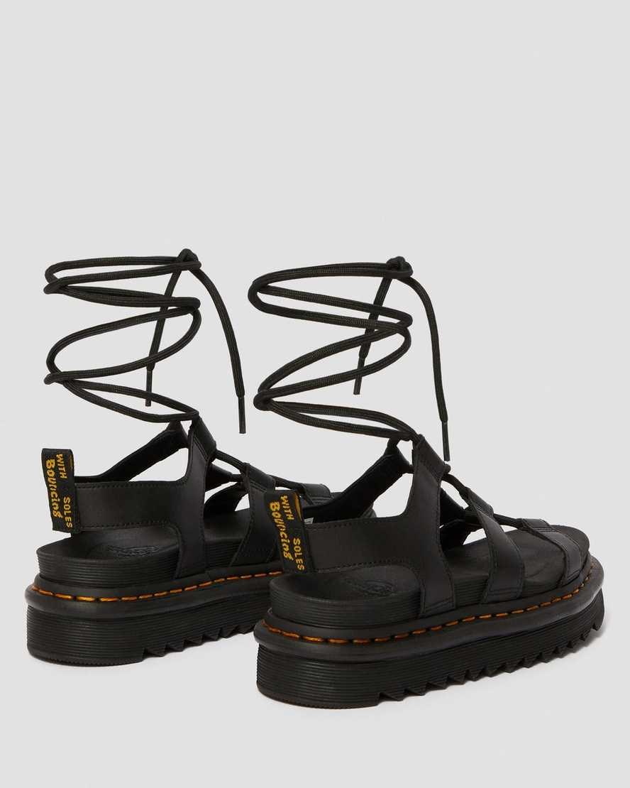 Dr Martens Nartilla Leather Women's Gladiator Sandals Black Hydro Leather | OHYXDC824