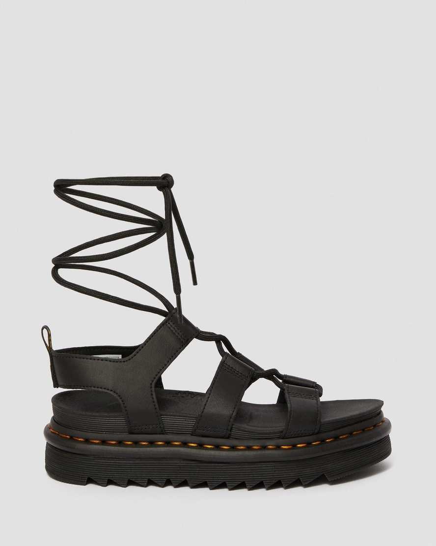 Dr Martens Nartilla Leather Women's Gladiator Sandals Black Hydro Leather | OHYXDC824