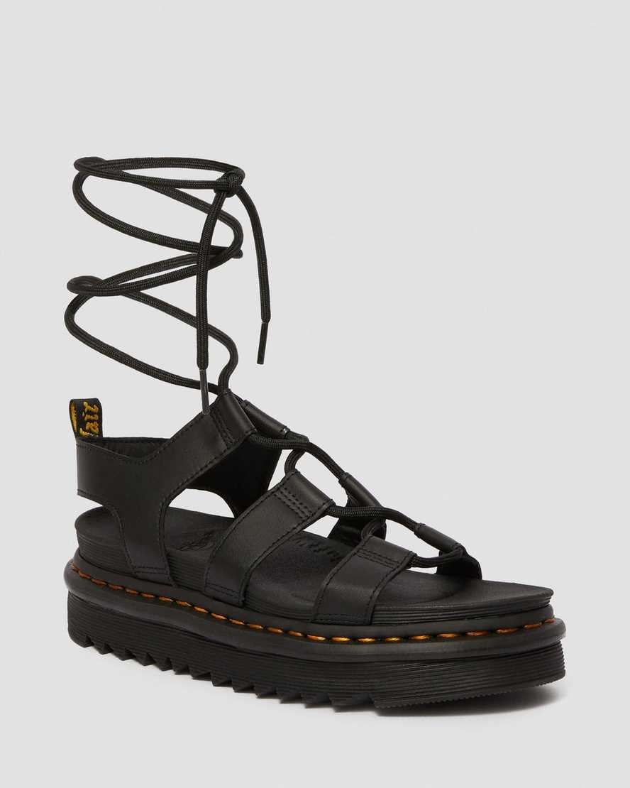 Dr Martens Nartilla Leather Women\'s Gladiator Sandals Black Hydro Leather | OHYXDC824