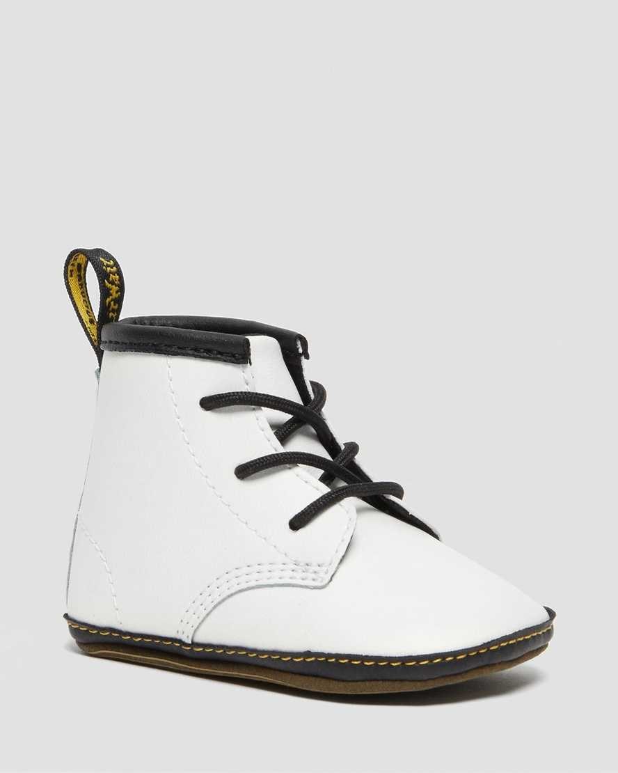 Dr Martens Newborn 1460 Auburn Leather Kids\' Booties White | MYUPWR785