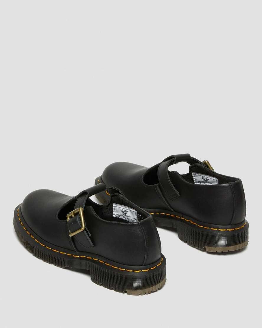 Dr Martens Polley Slip Resistant Women's Mary Jane Shoes Black Industrial Full Grain | HJIWZF150