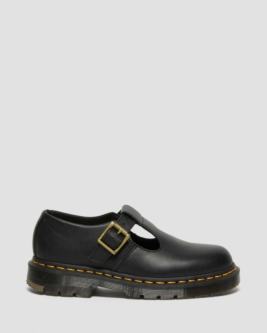 Dr Martens Polley Slip Resistant Women's Mary Jane Shoes Black Industrial Full Grain | HJIWZF150