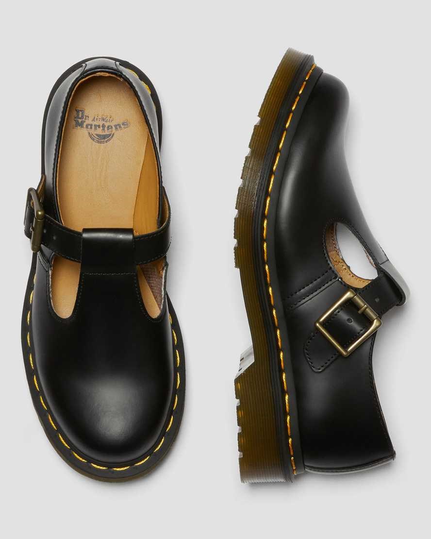 Dr Martens Polley Smooth Leather Women's Mary Jane Shoes Black Smooth Leather | KGVLWS219