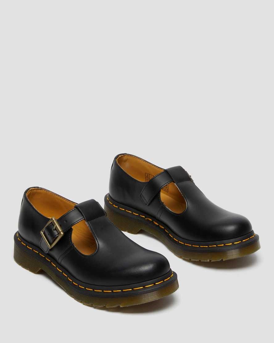 Dr Martens Polley Smooth Leather Women's Mary Jane Shoes Black Smooth Leather | KGVLWS219