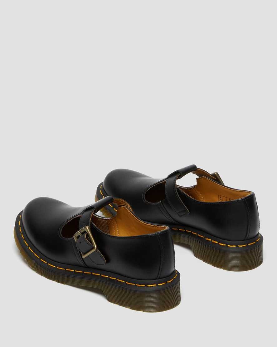 Dr Martens Polley Smooth Leather Women's Mary Jane Shoes Black Smooth Leather | KGVLWS219