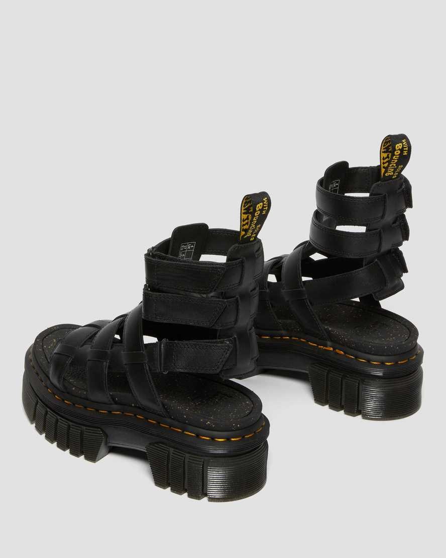 Dr Martens Ricki Nappa Lux Leather Women's Platform Gladiator Sandals Black Nappa Lux | HKISNE438