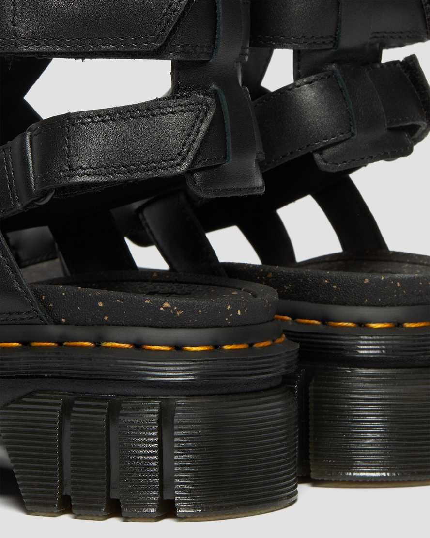 Dr Martens Ricki Nappa Lux Leather Women's Platform Gladiator Sandals Black Nappa Lux | HKISNE438