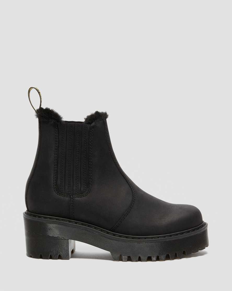 Dr Martens Rometty Faux Fur Leather Women's Chelsea Boots Black Moldova | VEJXLB534