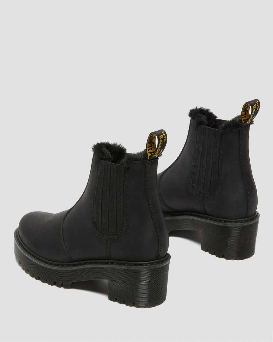 Dr Martens Rometty Faux Fur Leather Women's Ankle Boots Black Moldova | YZWGDT839