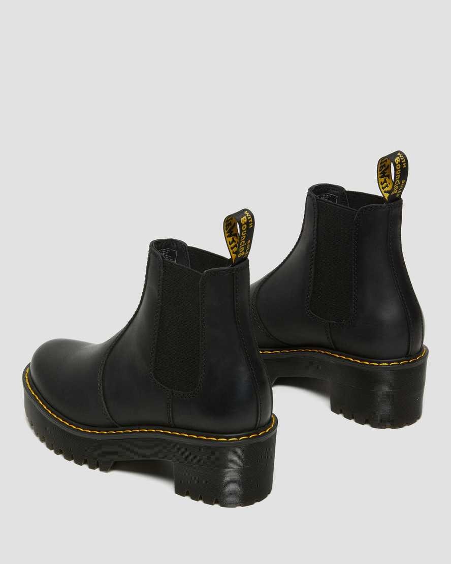 Dr Martens Rometty Wyoming Leather Platform Women's Chelsea Boots Black Burnished Wyoming | JBHISV401