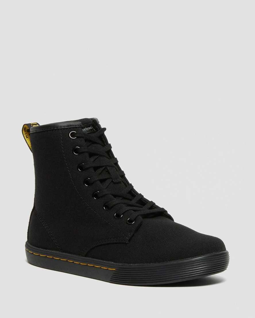 Dr Martens Sheridan Canvas Women's Lace Up Boots Black Canvas | VTIRMS987