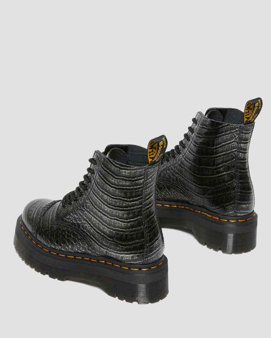 Dr Martens Sinclair Croc Emboss Leather Women's Lace Up Boots Gunmetal Wild Croc | GOZAJF278