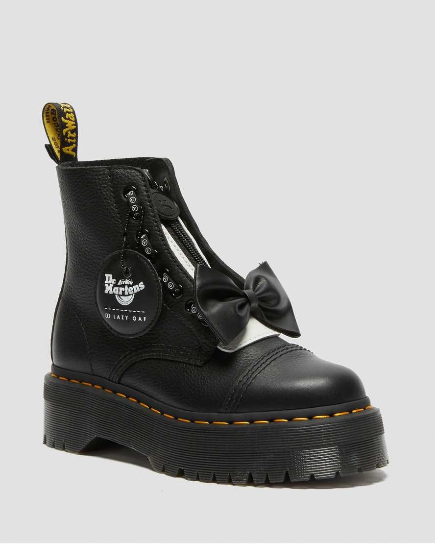 Dr Martens Sinclair Lazy Oaf Leather Women\'s Lace Up Boots Black Pisa | LXZBGK965