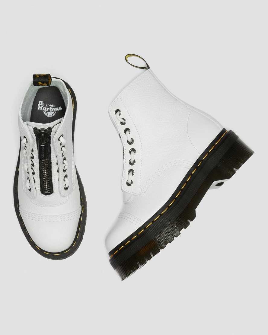 Dr Martens Sinclair Milled Nappa Leather Men's Zip Up Boots White Milled Nappa Leather | FVAUOQ705