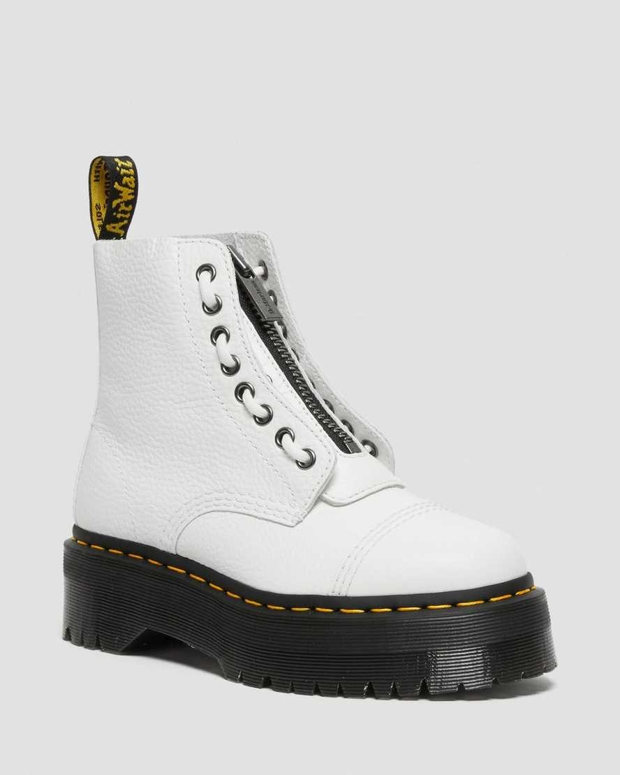 Dr Martens Sinclair Milled Nappa Leather Men's Zip Up Boots White Milled Nappa Leather | FVAUOQ705