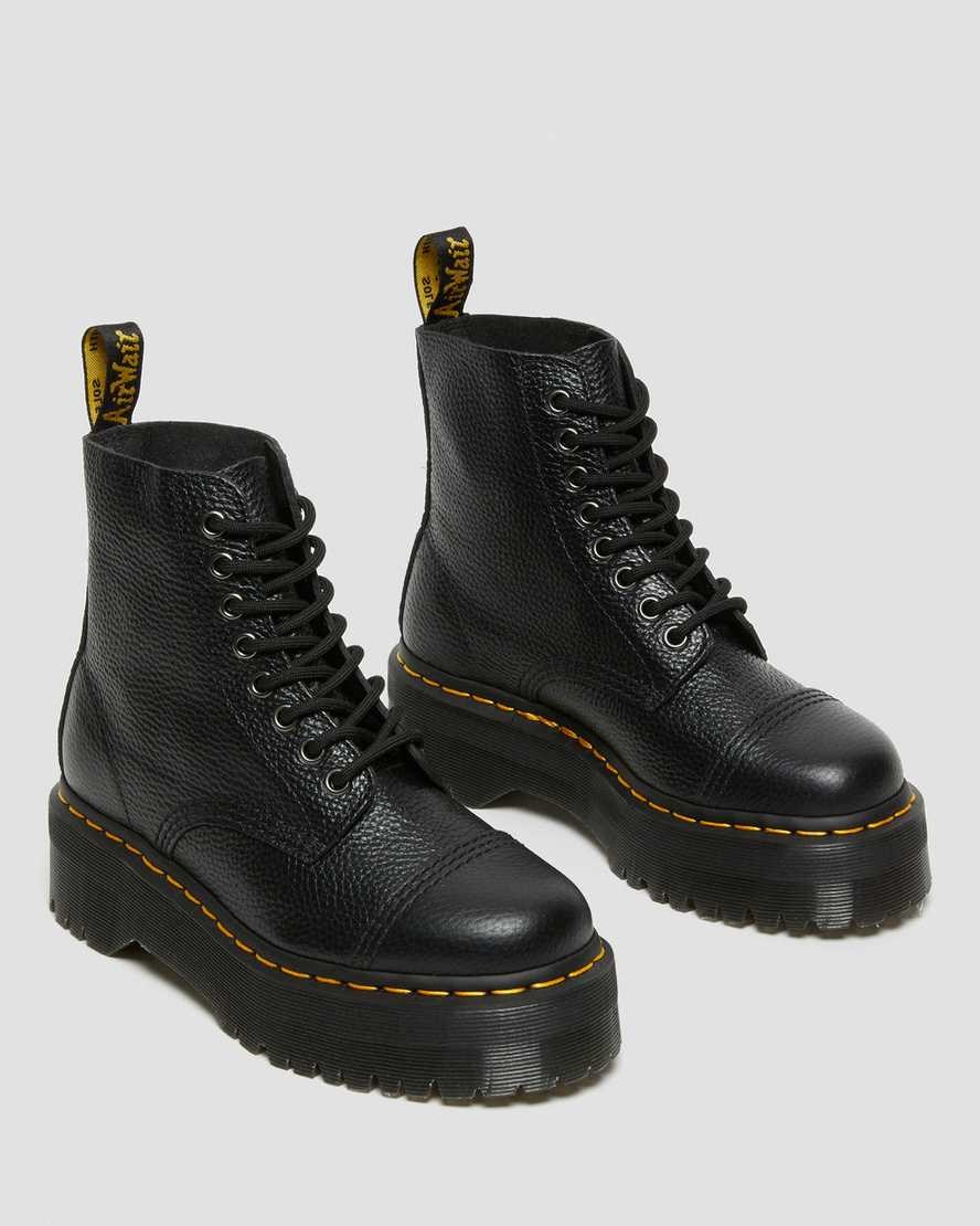 Dr Martens Sinclair Milled Nappa Leather Women's Lace Up Boots Black Milled Nappa Leather | LKGWCB149