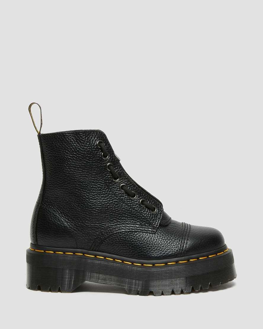 Dr Martens Sinclair Milled Nappa Leather Women's Zip Up Boots Black Milled Nappa Leather | MDAERS207