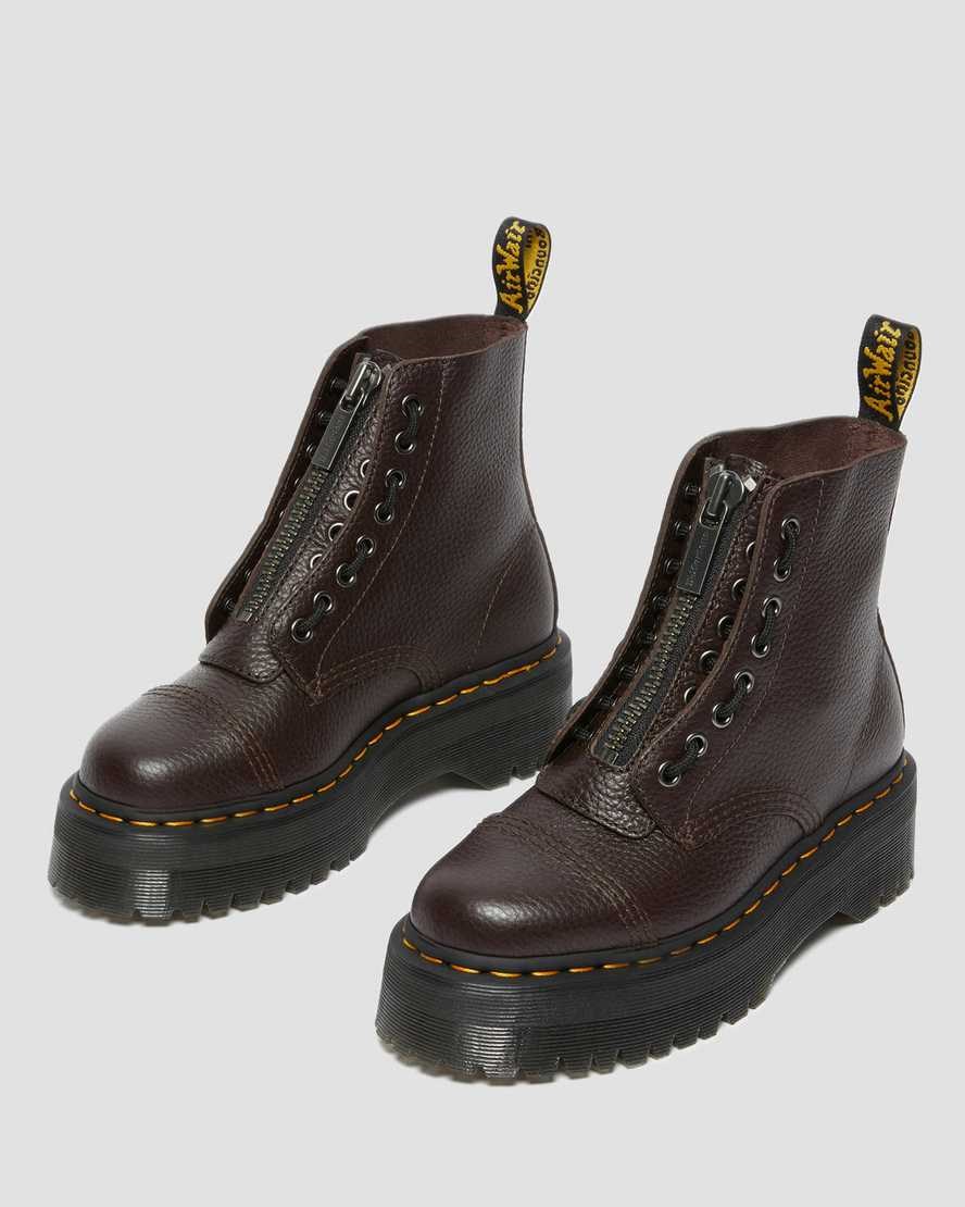 Dr Martens Sinclair Milled Nappa Leather Men's Zip Up Boots Burgundy Milled Nappa Leather | MQTHEX218