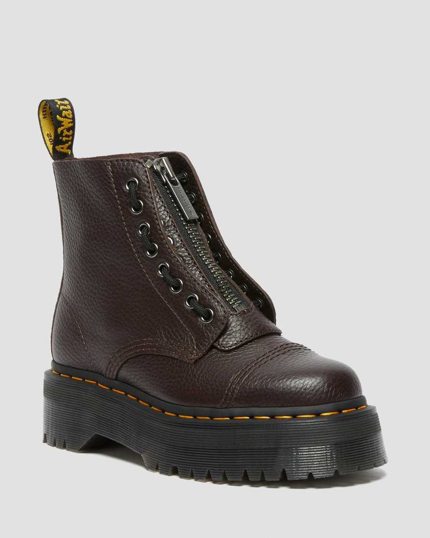 Dr Martens Sinclair Milled Nappa Leather Women\'s Zip Up Boots Burgundy Milled Nappa Leather | PLVQZJ372