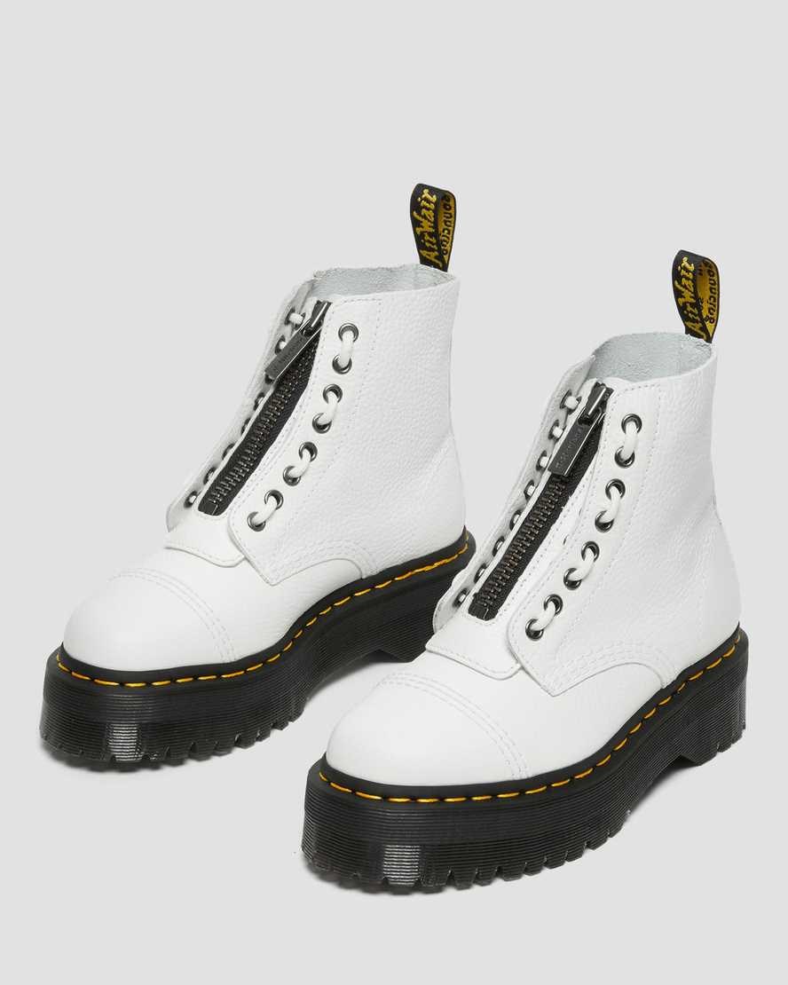 Dr Martens Sinclair Milled Nappa Leather Women's Lace Up Boots White Milled Nappa Leather | SRNQJE541