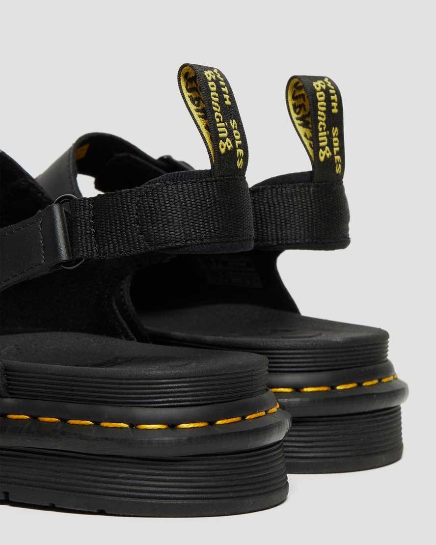 Dr Martens Soloman Leather Men's Strap Sandals Black Hydro Leather | INTXYE263