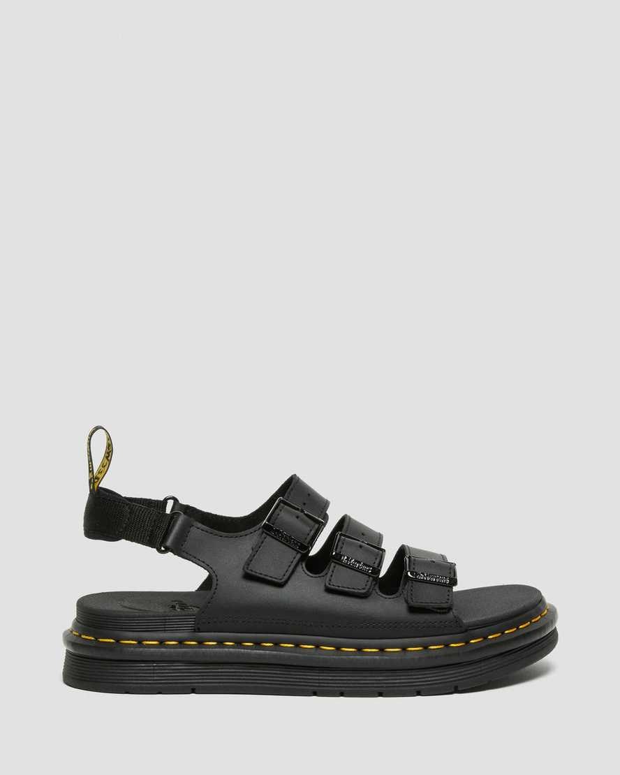 Dr Martens Soloman Leather Men's Strap Sandals Black Hydro Leather | INTXYE263