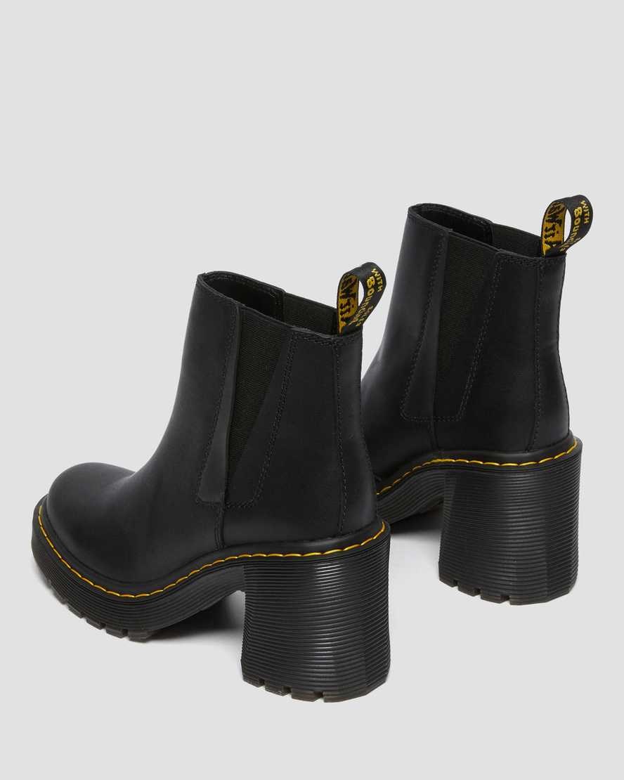 Dr Martens Spence Leather Flared Heel Women's Chelsea Boots Black Sendal | FYQKNP104