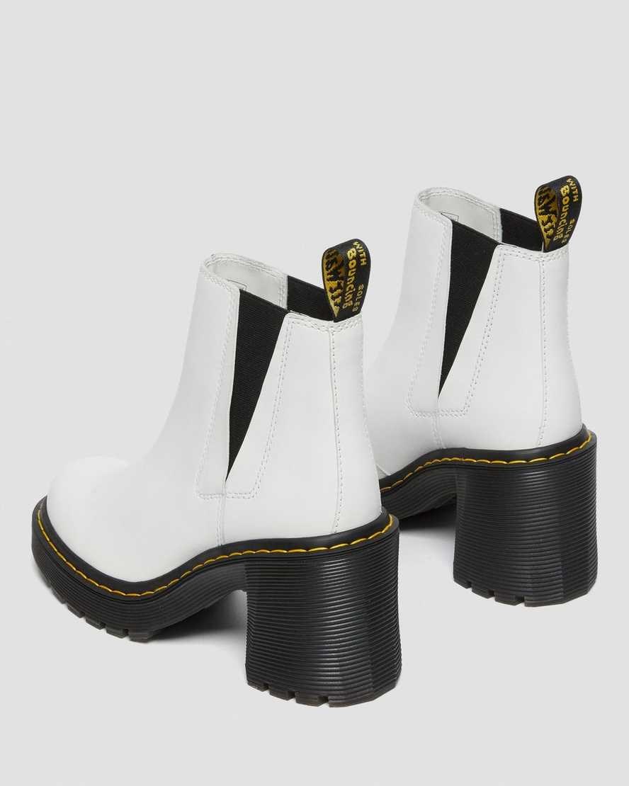 Dr Martens Spence Leather Flared Heel Women's Ankle Boots White Sendal | UAKCPH583