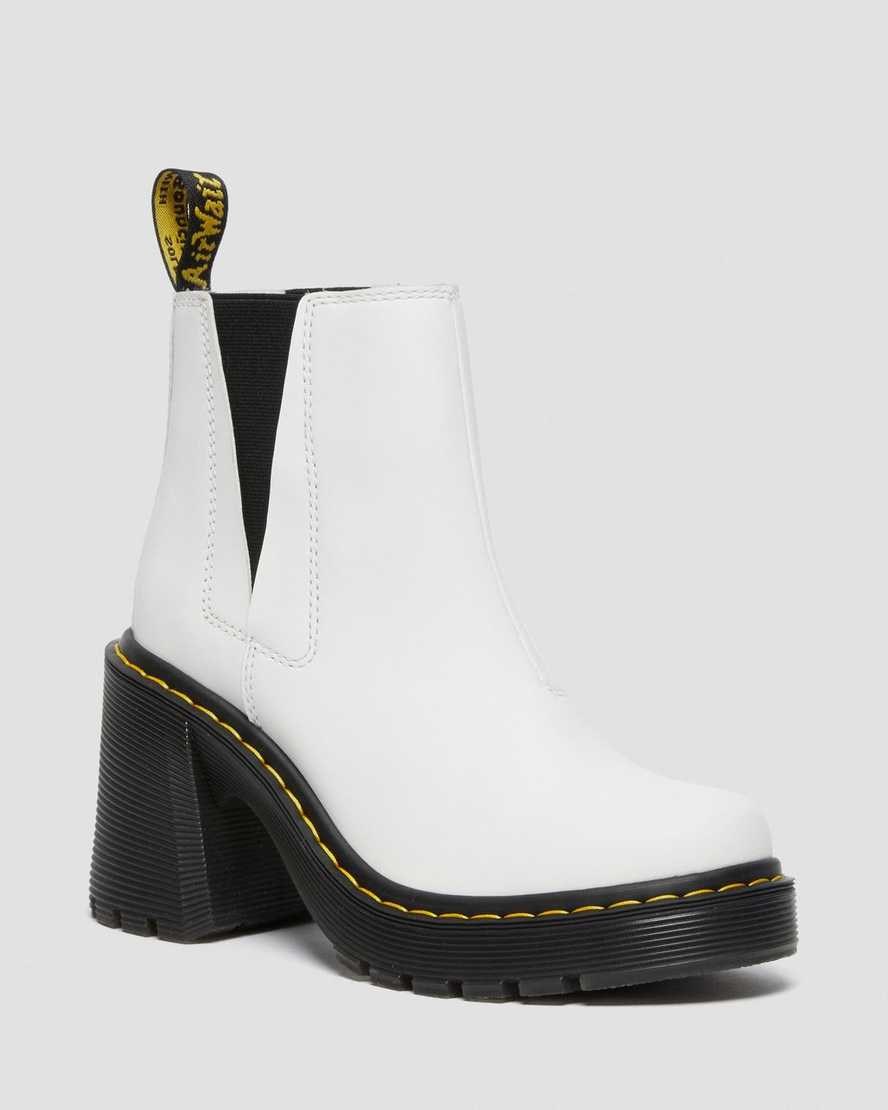 Dr Martens Spence Leather Flared Heel Women\'s Ankle Boots White Sendal | UAKCPH583