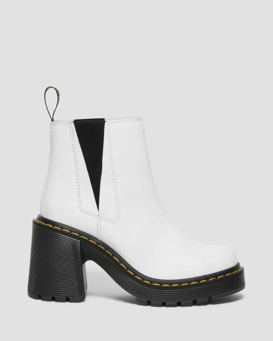 Dr Martens Spence Leather Flared Heel Women's Chelsea Boots White Sendal | VDUWRB301