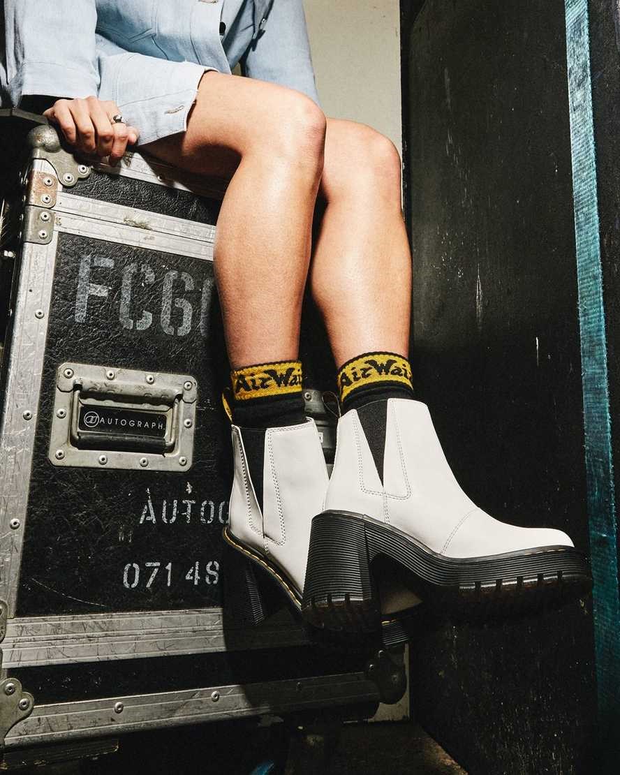 Dr Martens Spence Leather Flared Women's Heeled Boots White Sendal | ZOTANU586