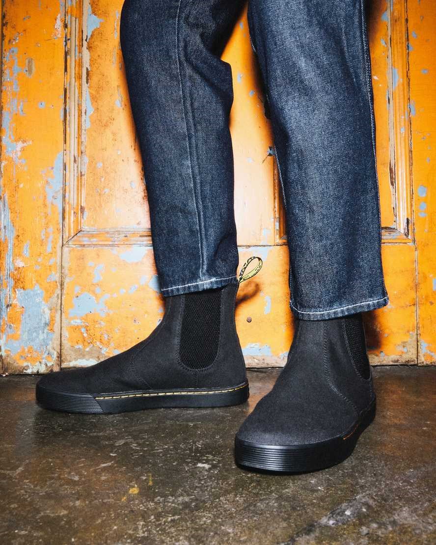 Dr Martens Tempesta Canvas Casual Men's Chelsea Boots Black Canvas | QGCLDH283