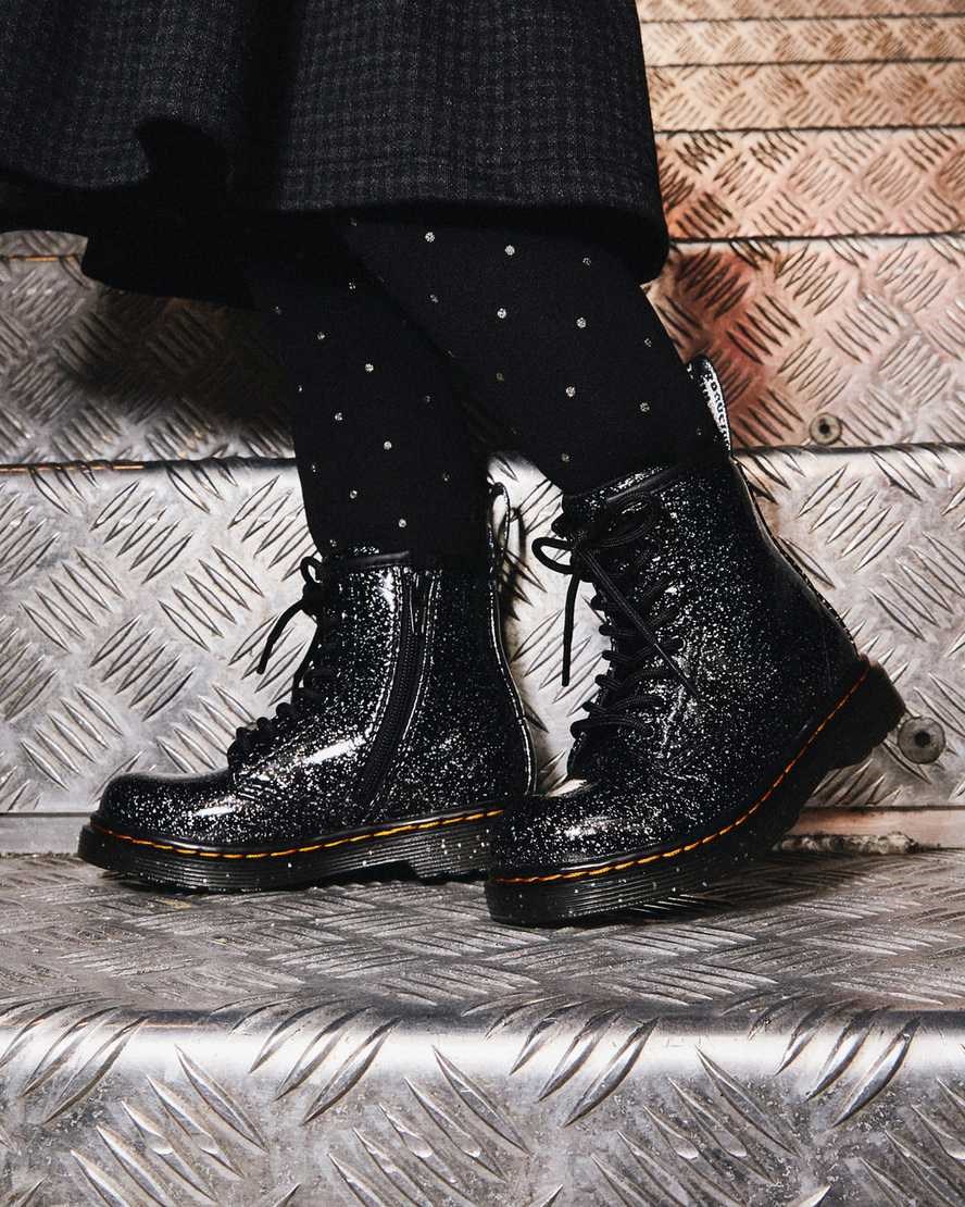 Dr Martens Toddler 1460 Glitter Kids' Lace Up Boots Black Cosmic Glitter | LHOIFV849