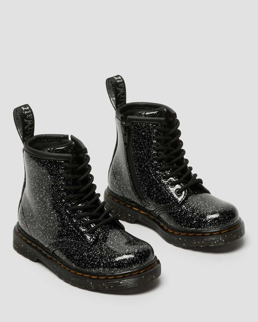 Dr Martens Toddler 1460 Glitter Kids' Lace Up Boots Black Cosmic Glitter | LHOIFV849