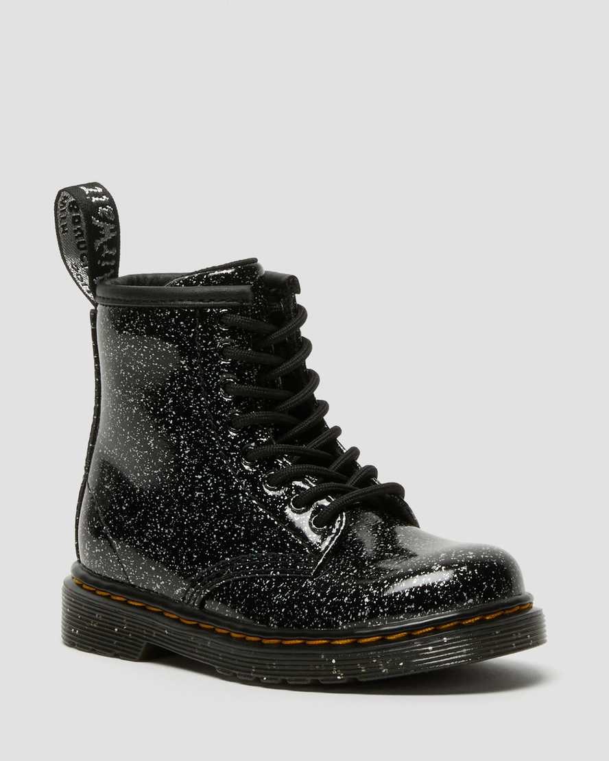 Dr Martens Toddler 1460 Glitter Kids' Lace Up Boots Black Cosmic Glitter | LHOIFV849