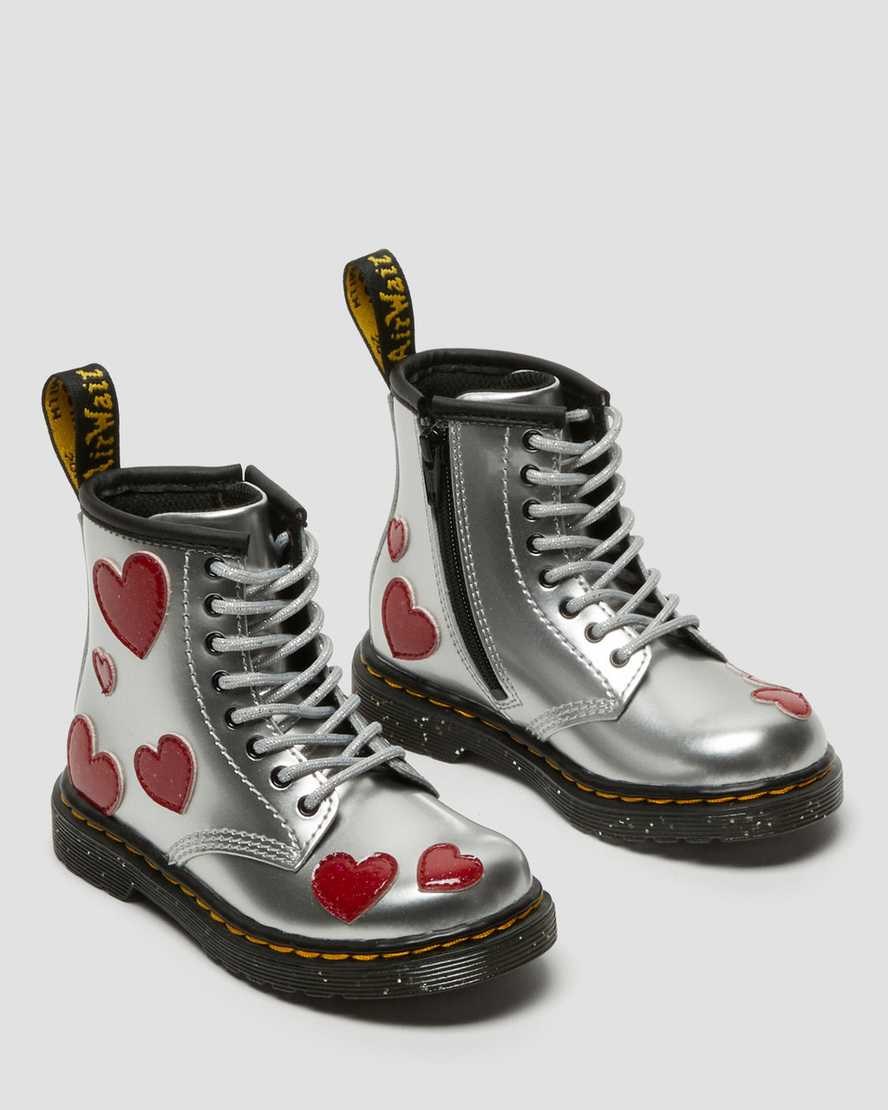 Dr Martens Toddler 1460 Glitter Star Patent Kids' Lace Up Boots Metallic Patent Lamper | VZURPF306