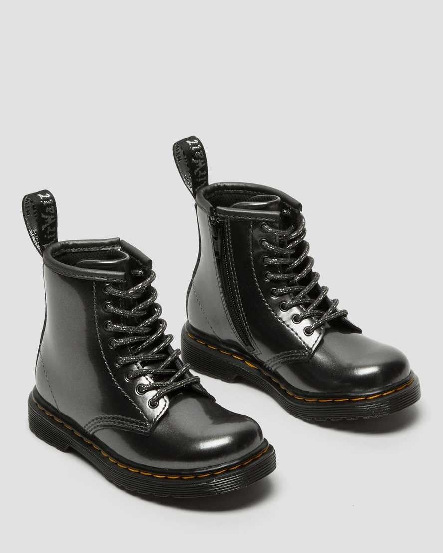 Dr Martens Toddler 1460 Metallic Kids' Lace Up Boots Grey Spark | OECZVU132