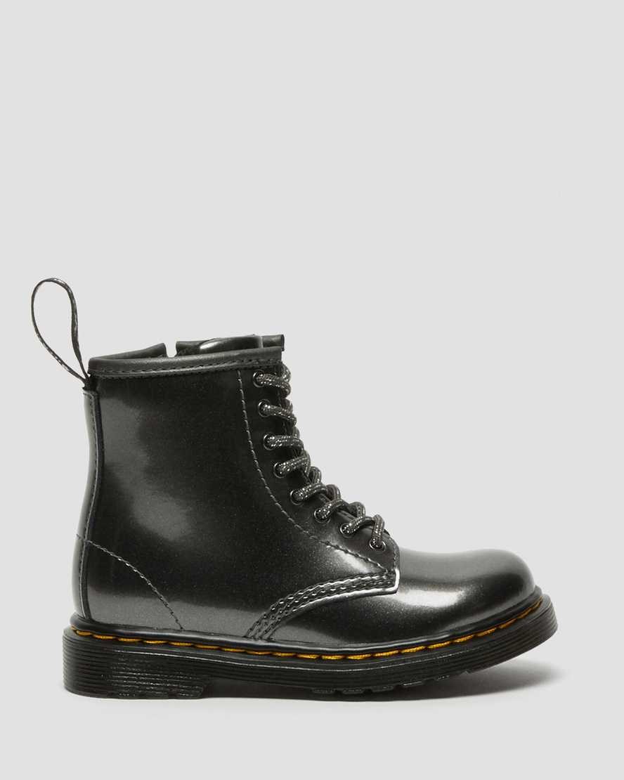 Dr Martens Toddler 1460 Metallic Kids' Lace Up Boots Grey Spark | OECZVU132