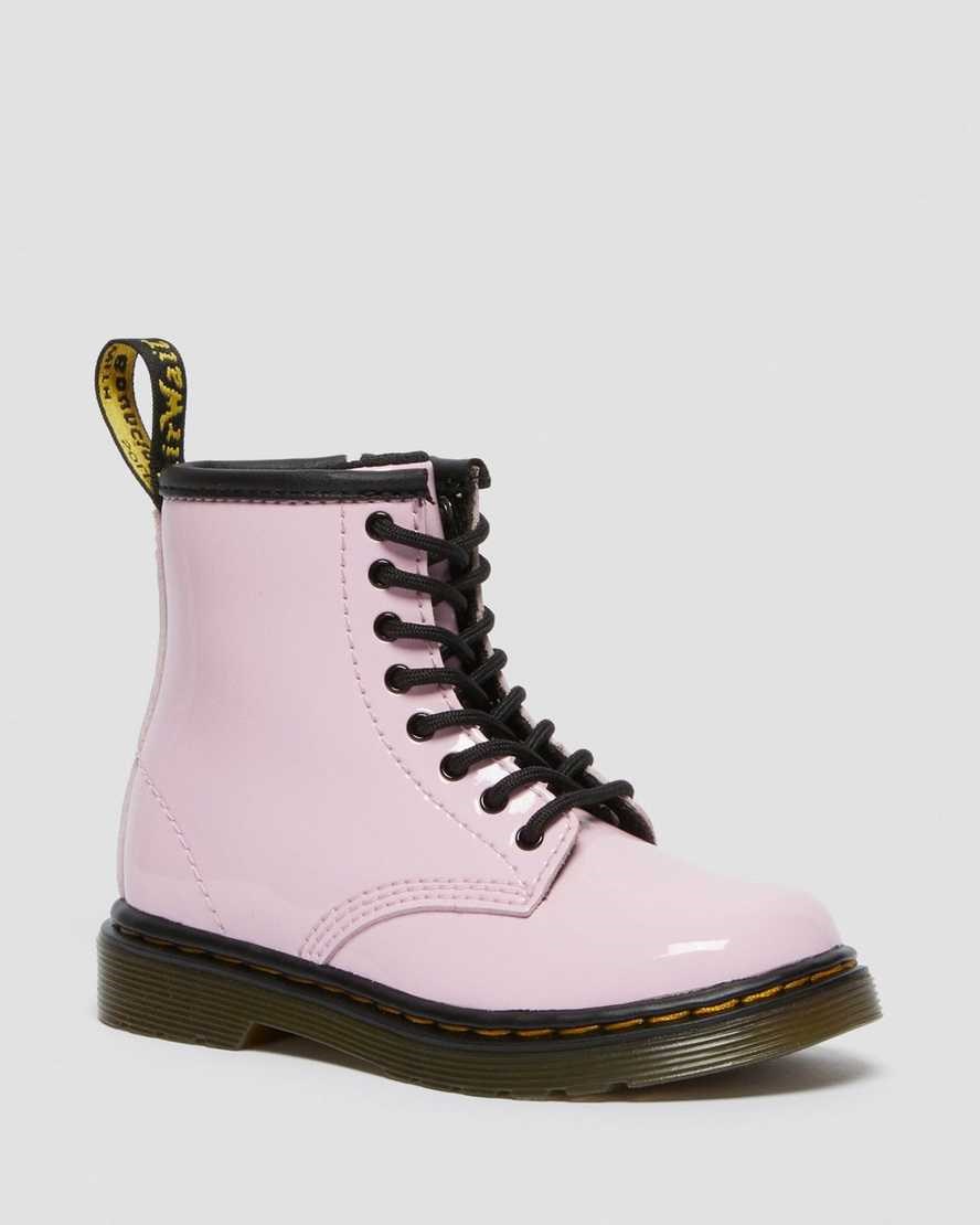 Dr Martens Toddler 1460 Patent Leather Kids\' Lace Up Boots Pale Pink Patent Lamper | IEQUBM674