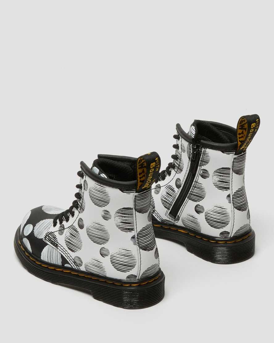 Dr Martens Toddler 1460 Polka Dot Leather Kids' Lace Up Boots Black Hydro Leather | VOSTNH497