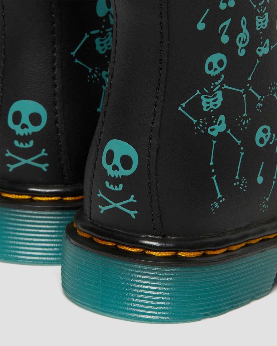 Dr Martens Toddler 1460 Skelly Print Leather Kids' Lace Up Boots Black Skelly Print Hydro | XBEIUL659