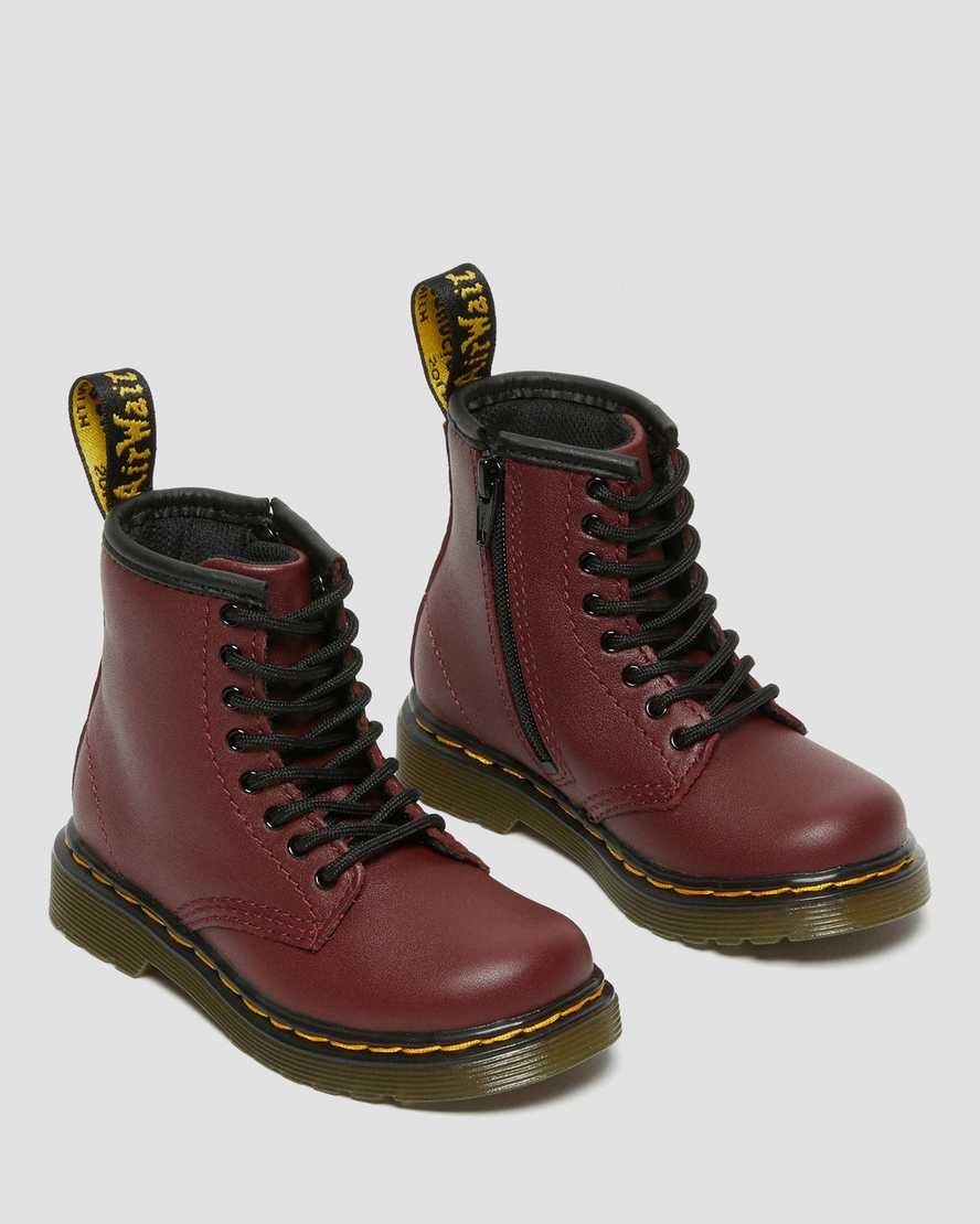 Dr Martens Toddler 1460 Softy T Leather Kids' Lace Up Boots Cherry Red Softy T | WXOMQR825