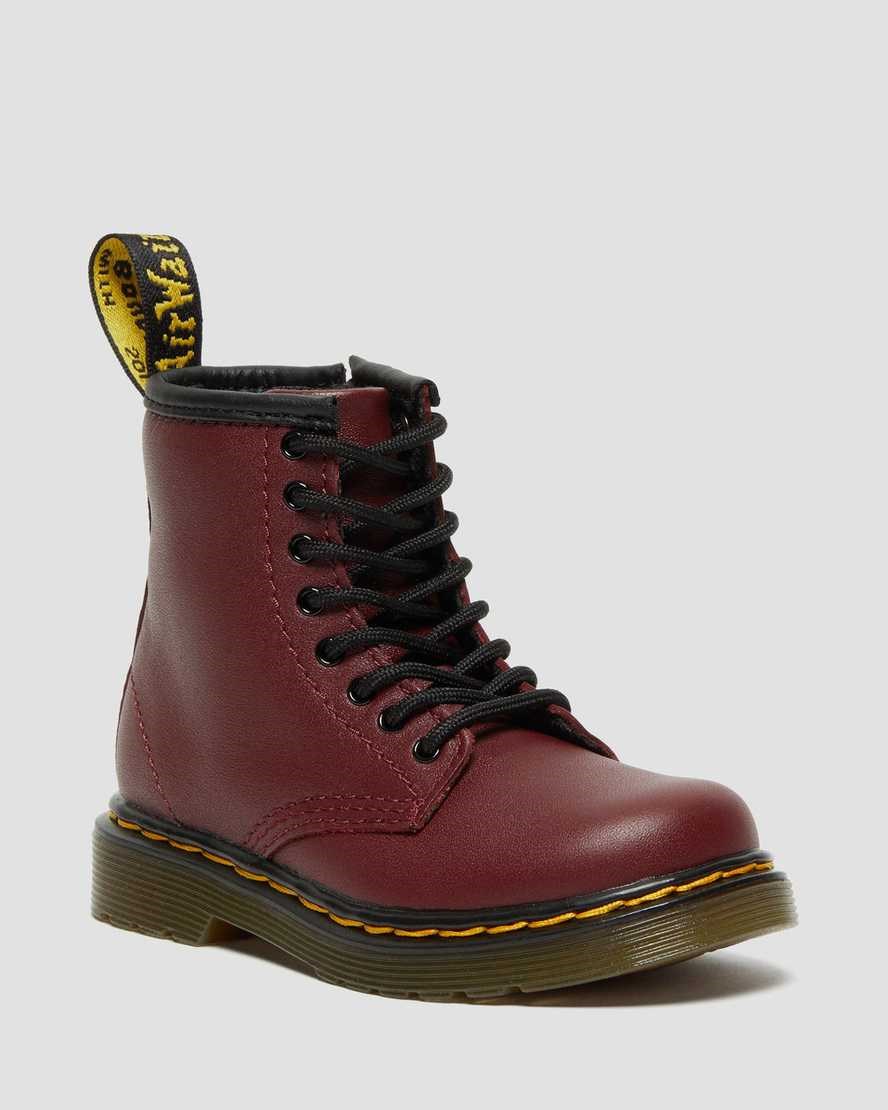 Dr Martens Toddler 1460 Softy T Leather Kids\' Lace Up Boots Cherry Red Softy T | WXOMQR825