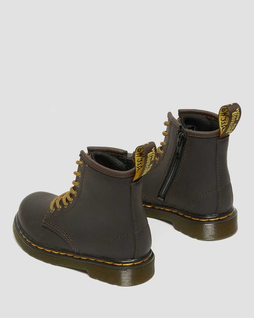 Dr Martens Toddler 1460 Wildhorse Leather Kids' Lace Up Boots Dark Brown Wildhorse Lamper | ABPUIY302