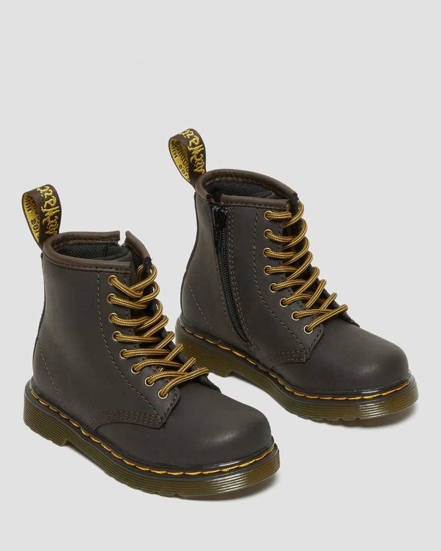 Dr Martens Toddler 1460 Wildhorse Leather Kids' Lace Up Boots Dark Brown Wildhorse Lamper | ABPUIY302